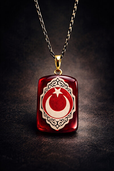 İyyaKee Men's and Women's Red Natural Stone Copper Necklace – Moon Star Turki...