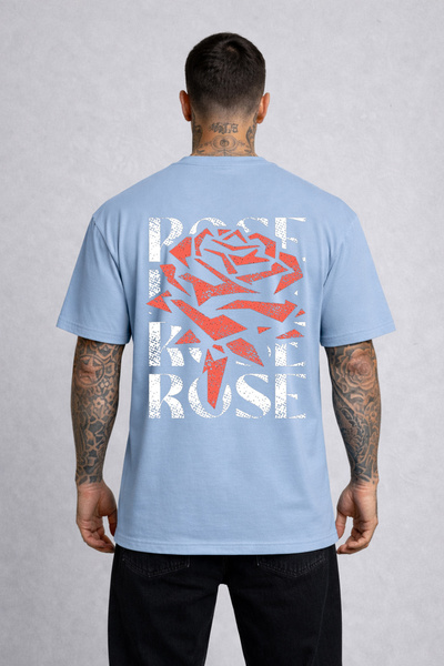 VODEXA Men's Oversized T-Shirt Rose Printed 100% Cotton Tee Shirt Comfortable...