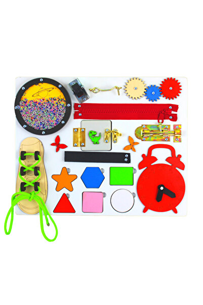 elloveey Aktivite Eğitim Tahtası, Montessori, Busy Board, Ahşap Oyuncak, Duyu...