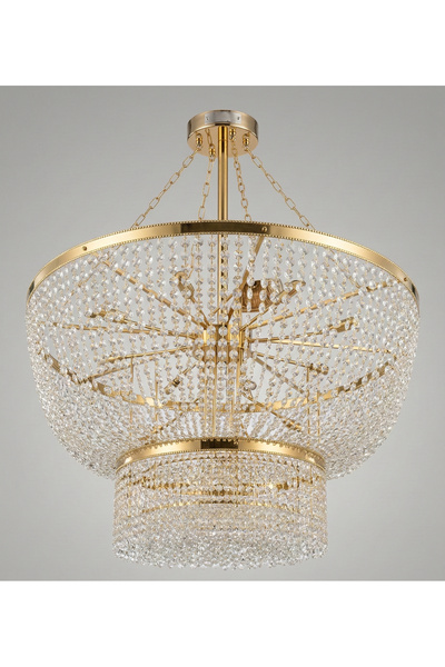 Luxera Lighting Lustră rotundă elegantă cu cristale și cercuri aurii 100X80