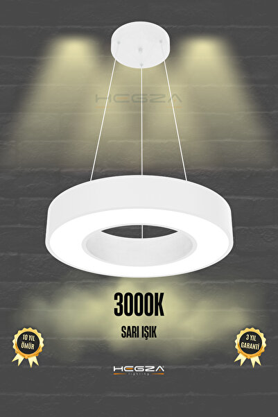 Hegza Lighting ANELLO 40cm Ledli Modern Sarkıt LED Avize (Beyaz Kasa - Sarı I...