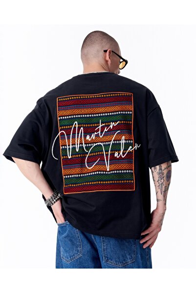 martin valen Ethnosign Oversized Black T-Shirt