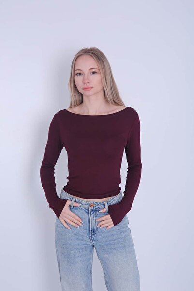 Veni Life Μπλούζα Buzzy Fabric με λαιμόκοψη καγιάκ και μακριά μανίκια