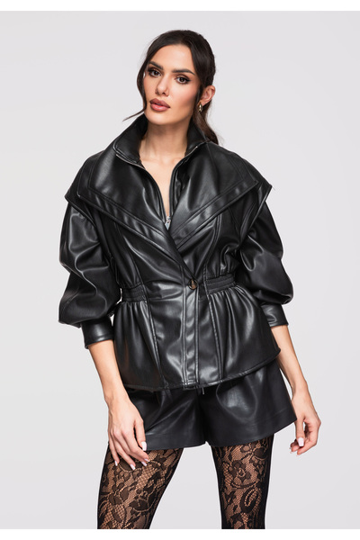 OMBRE Γυναικείο Μπουφάν Κομψό OW-JAFL-0121 Μαύρο