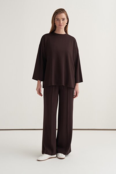 EBU Prive Costum de trening pentru femei, basic piese, maro