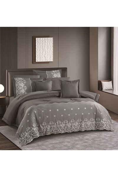 Luster طقم مفرش نفرين صيفي دانتيل راقي وجودة عالية 8 قطع مقاس 240*260 سم