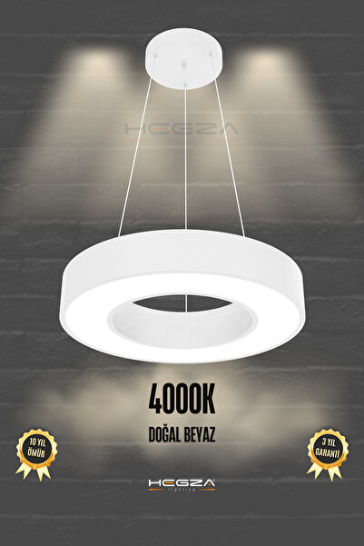 Hegza Lighting Anello ( Beyaz Kasa, Doğal Beyaz ) Ledli Modern Led Avize, Sal...