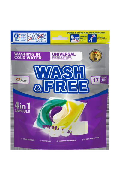 Wash & Free Capsule detergent de rufe cu iasomie și lavandă și săpun de Marsi...