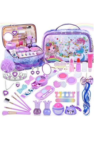 Arabest مجموعة مكياج يونيكورن للأطفال، مجموعة مستحضرات تجميل قابل للغسل للعب ...