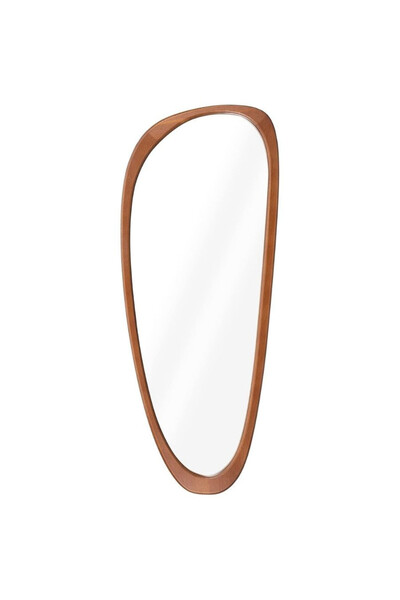 Navaris Oglindă decorativă de perete, asimetrică, ramă din lemn de fag, monta...