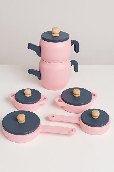 Empressco Pembe Oyuncak Tencere Tava Çaydanlık Mutfak Seti(PEMBE) 3+ Yaş 6