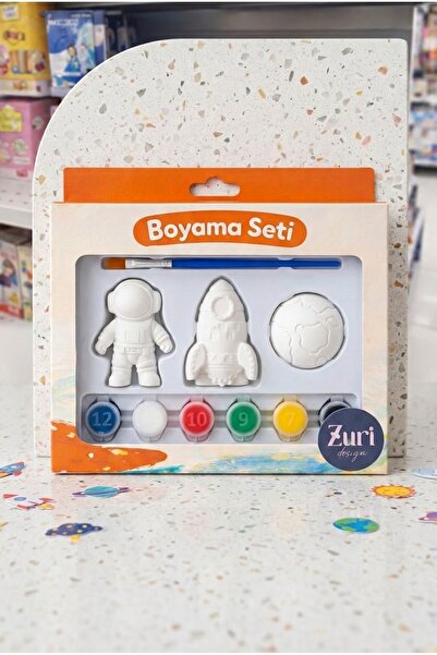 ZURİ DESİGN Boyama Seti Astronot, Roket ve Dünya Figürlü Çocuk Boyama ve Hobi...