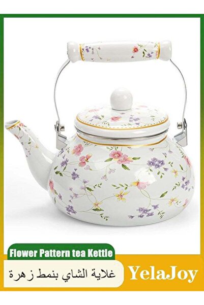 Arabest 2.5L Vintage Floral Enamel Tea Kettle, Stovetop Maker with Porcelain ...