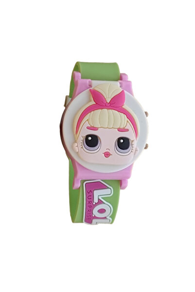 OEM Ceas pentru Copii cu Papusa LOL , Curea Silicon Verde si Roz, Design Cartoon