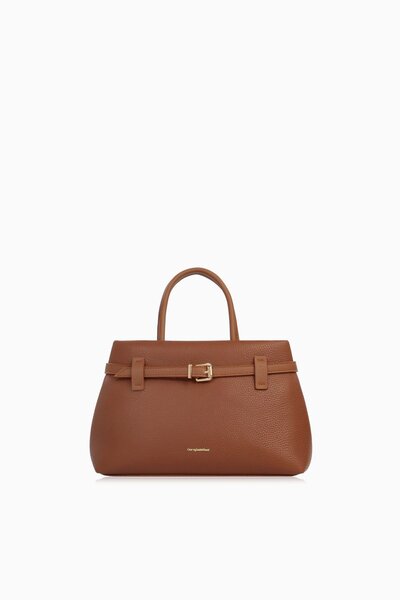 CENGİZ PAKEL Women's Belt Detailed Handbag - Shoulder Bag - 7607 - Tan