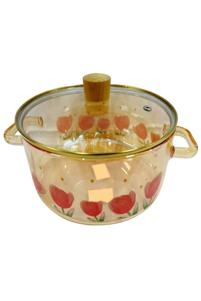 wei inox Oală din sticlă rezistentă la căldură cu capac 3,5 l