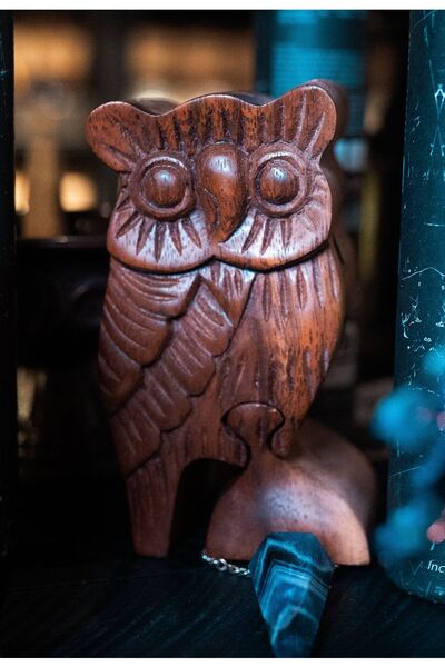 Namaruna Cutie magică din lemn Bali - Bufniță