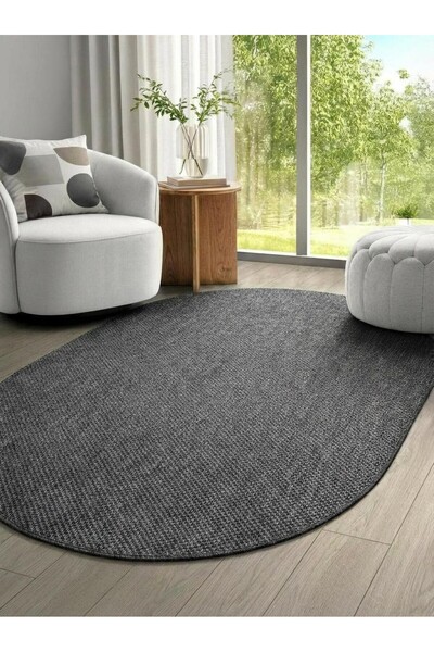 SARAZ HALI OVAL Elit 1016 ANTRACIT Sisal izgleda kao pruća Moderni tepih za d...