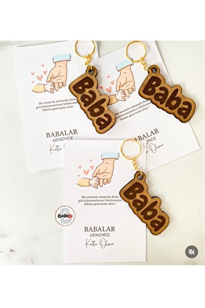 BastirBi Babalar Günü Hediyesi Ahşap Anahtarlık 10 adet