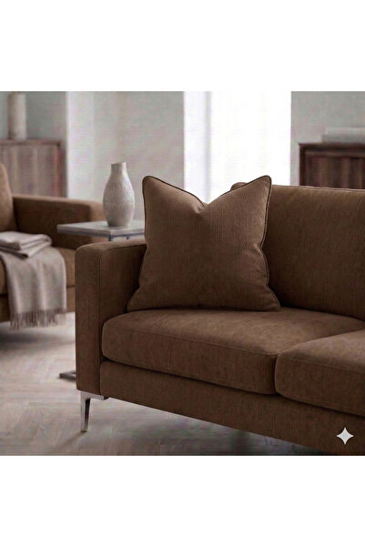 baladı home ev tekstil home collection غطاء وسادة فاخر كتان كاش فورت مخطط - د...