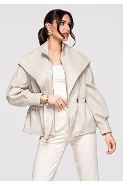 OMBRE Femei Jachetă Damă Elegantă OW-JAFL-0121 Ecru