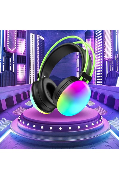 MeK Fine Stereo wireless Casti, BT5.3, iluminare modernă, card TF, microfon î...