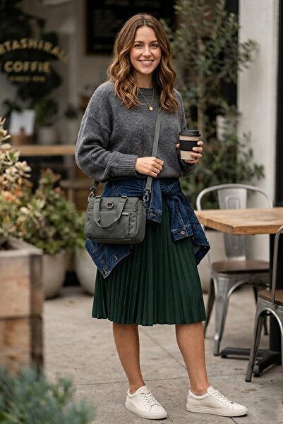 Ayakkabı Fuarı Elit Snmsi-6028T Women Water-Resistant Shoulder Bag Gray