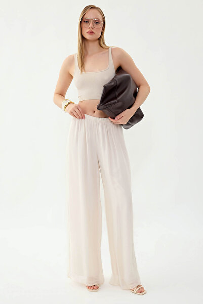Vitrin Elastic Waist Lined Silk Trousers