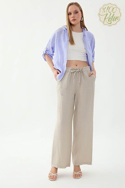 Vitrin 100% Linen Drawstring Waist Pants