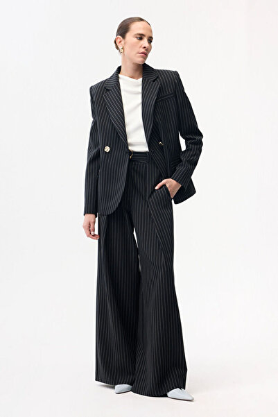 adL Pile Detaylı Çizgili Pantolon