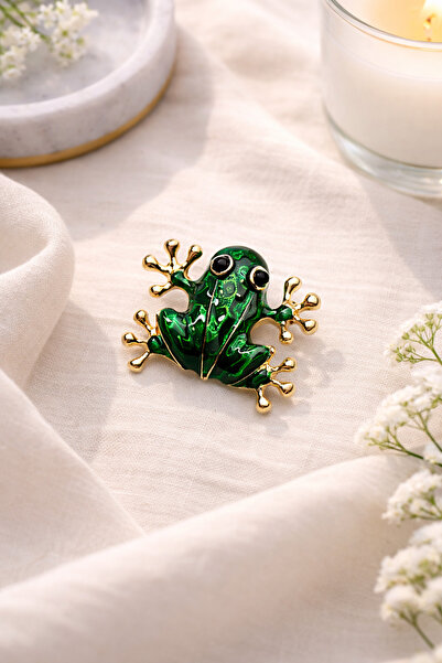 İZEV Yeşil Renk Kurbağa Broş