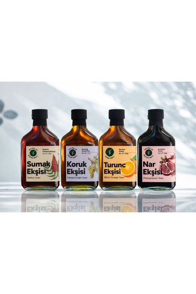 Natureller Tatlı Ekşi Seti %100 Saf Nar, Sumak, Koruk, Turunç Ekşisi (4 Adet)...