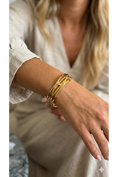 İNN JEWELLERY Steel Handcuff Bracelet 6.5 mm with Heart Figure 20cm