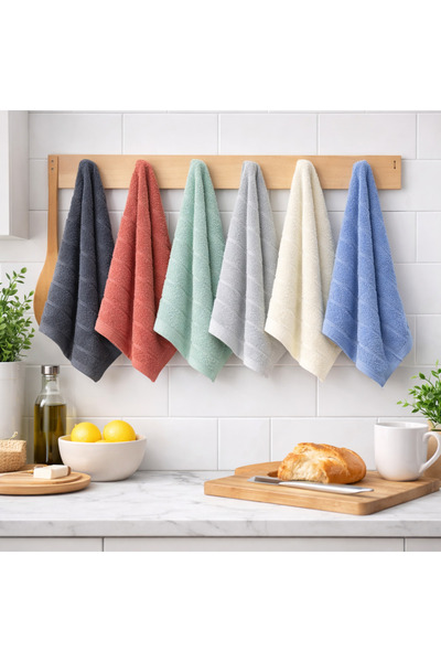 PİAURA Cotton Piece Kitchen & Bathroom Towel Set of 6 – 30X50 cm Drying Towel...