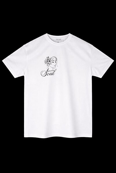 Silver Zarif Kadın Silüeti Bisiklet Yaka Oversize T-shirt