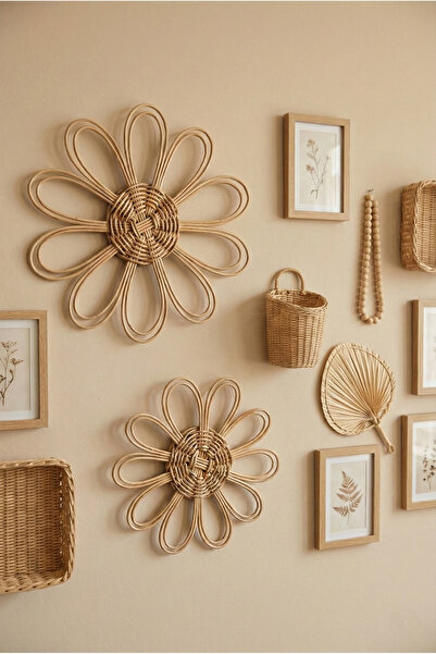 Empressco Bohem Rattan Bambu Hasır Duvar Sepeti/süsü 2'li