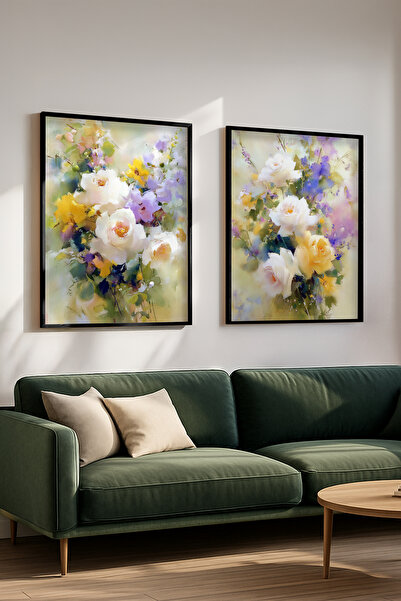 STARYUNA Μαύρο ξύλινο πλαίσιο με παστέλ λουλούδια, θεματικό σετ ζωγραφικής γι...