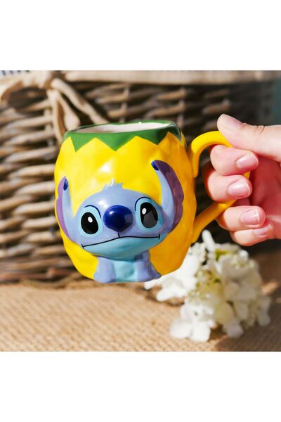 HEPBİMODA Sevimli Stitch Ananas 3D Kupa Lilo & Stitch Stiç Hediyelik Seramik ...