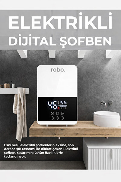 ROBO Dijital Akıllı Şofben - (DUŞ BAŞLIĞI HEDİYELİ) Beyaz