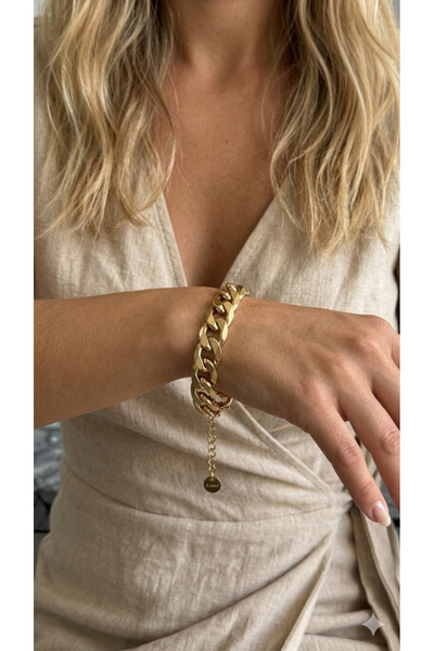 İNN JEWELLERY Steel Chain Bracelet 20 cm Tarnish Resistant Patterned Figures ...