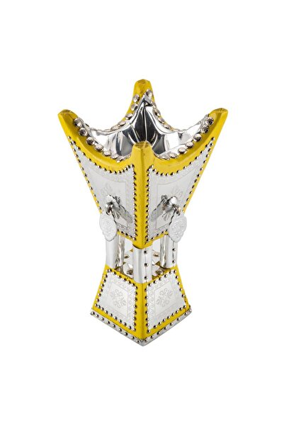 AL SANIDI Traditional Incense Burner, Smoker, Silver*Yellow, Size 14*14*29cm