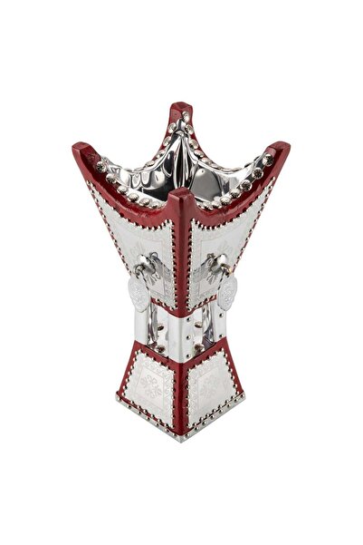 AL SANIDI Traditional Incense Burner, Smoker, Red*Silver, Size 14*14*29cm