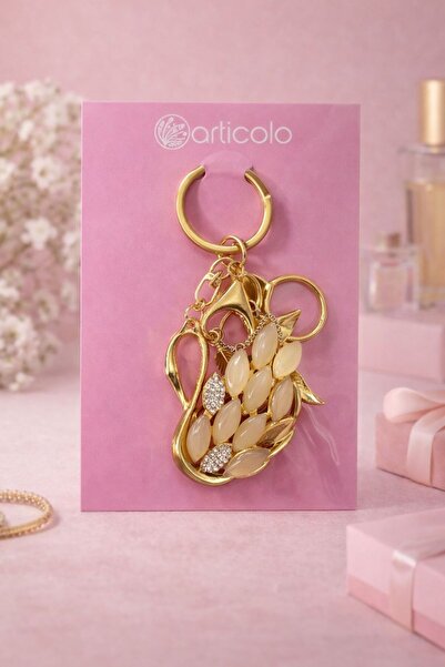 ela777 Cadou de lux cu farmec și ornament, Lebădă de piatră norocoasă breloc ...