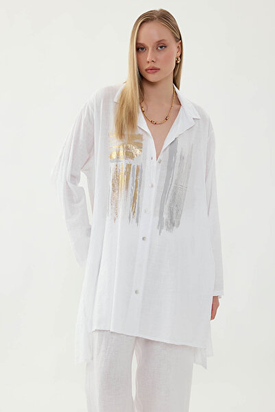 Vitrin Oversize Printed Linen Shirt