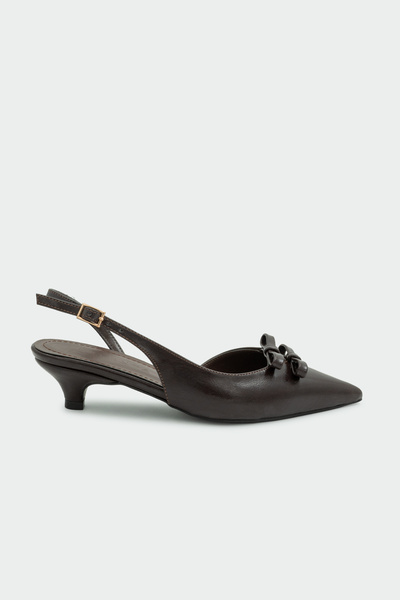 LAMİNTA Epsy Bow Detail Women's Bitter Brown Heeled Shoes