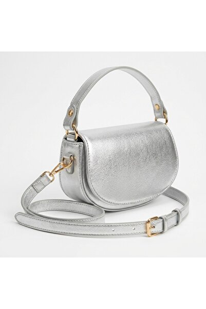 MRS.MODA Women's Silver Color Mini Size Hand and Shoulder Strap Bag Bag