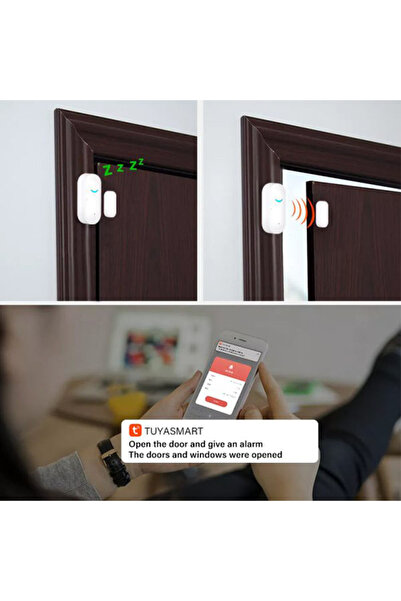 TUYA Senzor magnetic Wi-Fi, Avertizare Sonora, de usa/fereastra alb compatibil SmartLife @SmartWiz