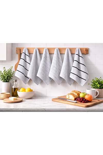 PİAURA Cotton Piece Kitchen & Bathroom Towel Set of 6 – 30X50 cm Drying Towel...