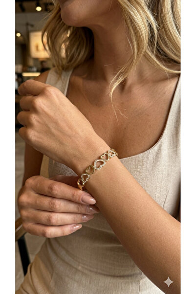 İNN JEWELLERY Steel Handcuff Bracelet 6.5 mm with Heart Figure 20cm