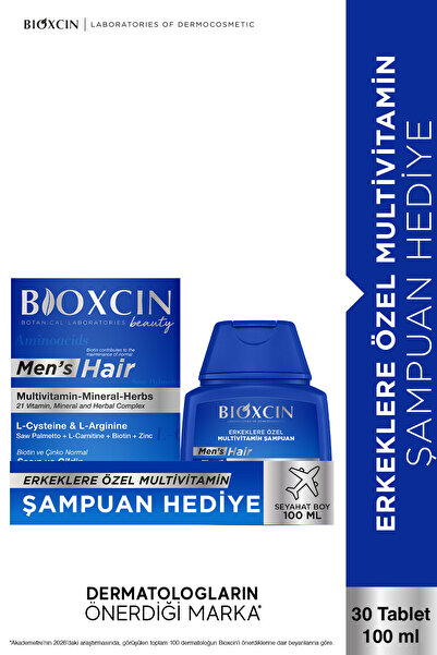Bioxcin Mens Hair 30 Tablet + Seyahat Boy Multivitamin Şampuan Hediye